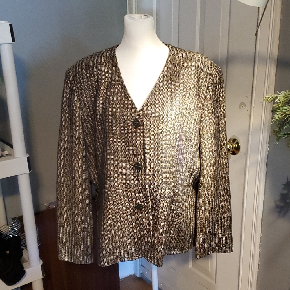 Doncaster Silk Black and Gold Blazer with Metallic Sheen